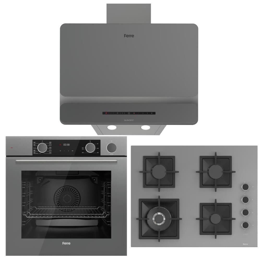 Ferre Gri Ankastre Set (D082-SA - SC408-WFA 65 CM - XE64CPR Fryart Steam Airfry & Buhar Destekli)