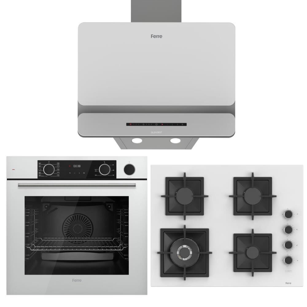 Ferre Beyaz Ankastre Set (D081-SA - SC406-WFA 65 CM - XE64CB Fryart Steam Airfry & Buhar Destekli)