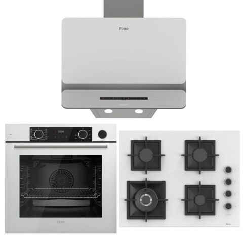 Ferre Beyaz Ankastre Set (D081-SA - SC406-WFA 65 CM - XE64CB Fryart Steam Airfry & Buhar Destekli)
