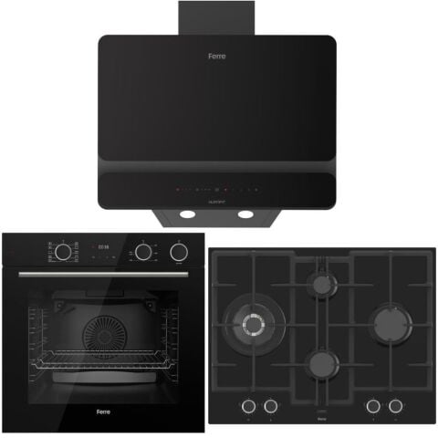 Ferre Siyah Ankastre Set (D080-SA - ED075-WFA - XE64CS Fryart Steam Airfry & Buhar Destekli)