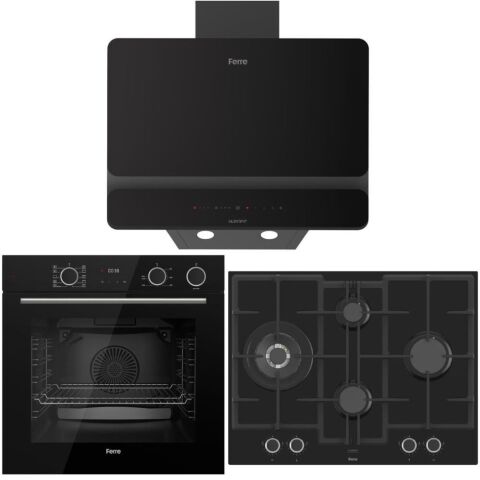 Ferre Siyah Ankastre Set (D080-SA - ED075-WFA - XE64CS Fryart Steam Airfry & Buhar Destekli)