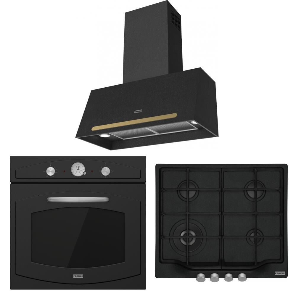Franke Classıc Line Nero Ankastre Set (FCO 70 ONYX NERO Davlumbaz-FCH 604 3G TC C NERO Ocak-FCO 86 H NERO Fırın)