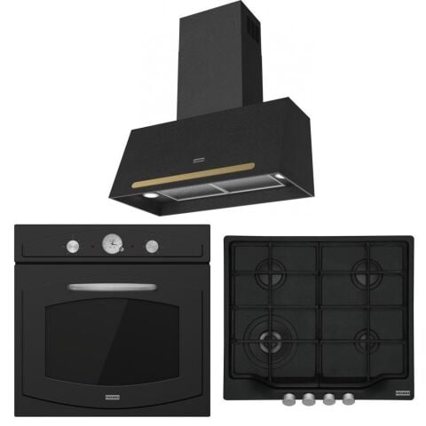 Franke Classıc Line Nero Ankastre Set (FCO 70 ONYX NERO Davlumbaz-FCH 604 3G TC C NERO Ocak-FCO 86 H NERO Fırın)