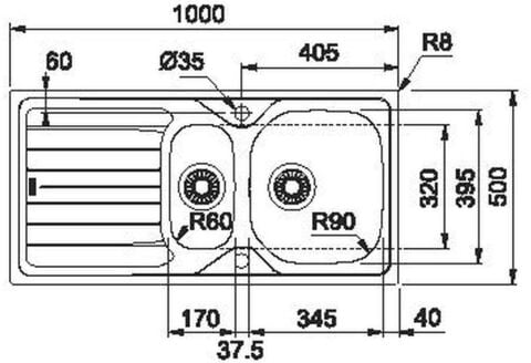 Dominox Reno X 651 1,5 Göz Paslanmaz Çelik Sağ Damlalıklı Evye
