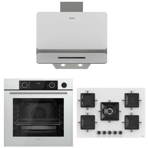 Ferre Beyaz Ankastre Set (D081-SA - SS036 75 CM - XE64CB Fryart Steam Airfry & Buhar Destekli)