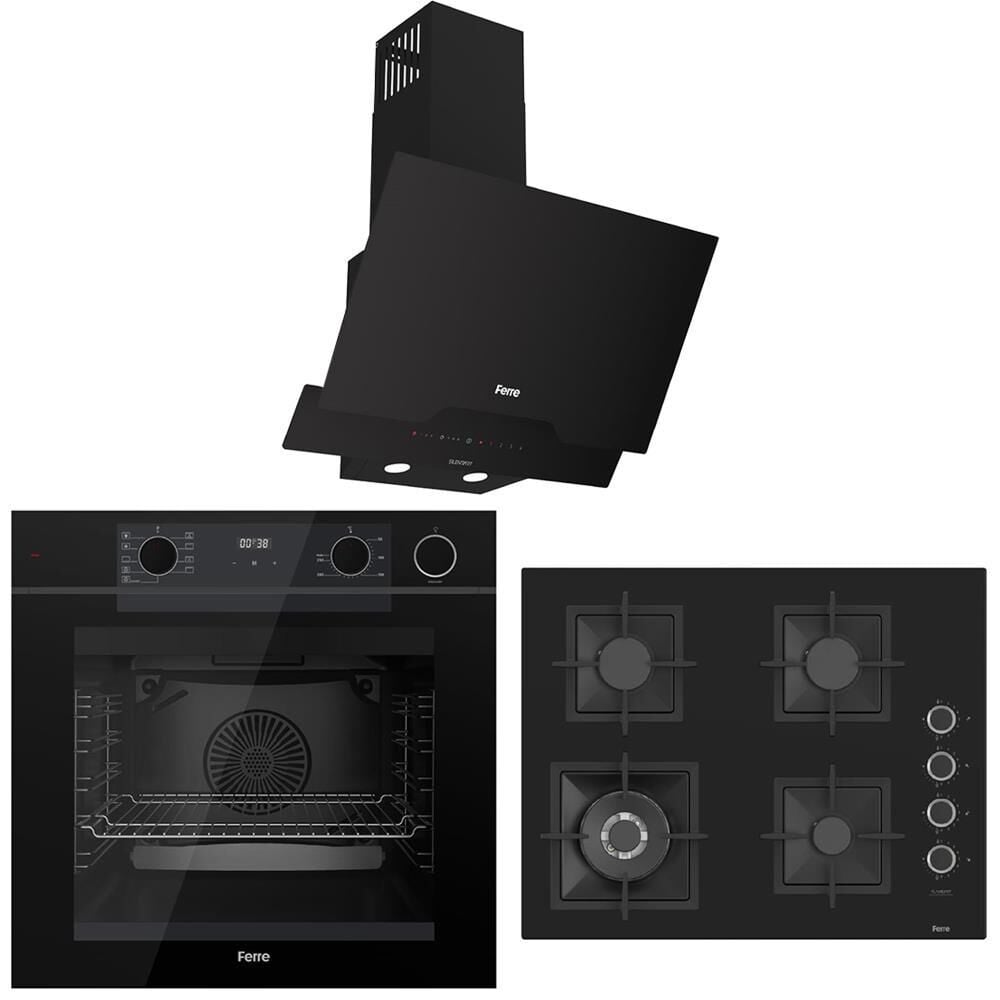 Ferre Siyah Ankastre Set (D063 SA  - SC405 WFA - QEP64CS Fryart Steam & Airfry )