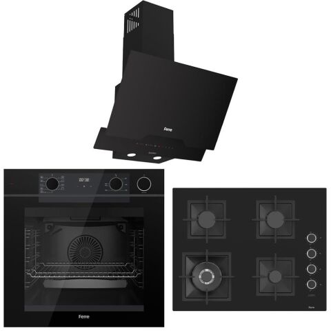 Ferre Siyah Ankastre Set (D063 SA  - SC405 WFA - QEP64CS Fryart Steam & Airfry )