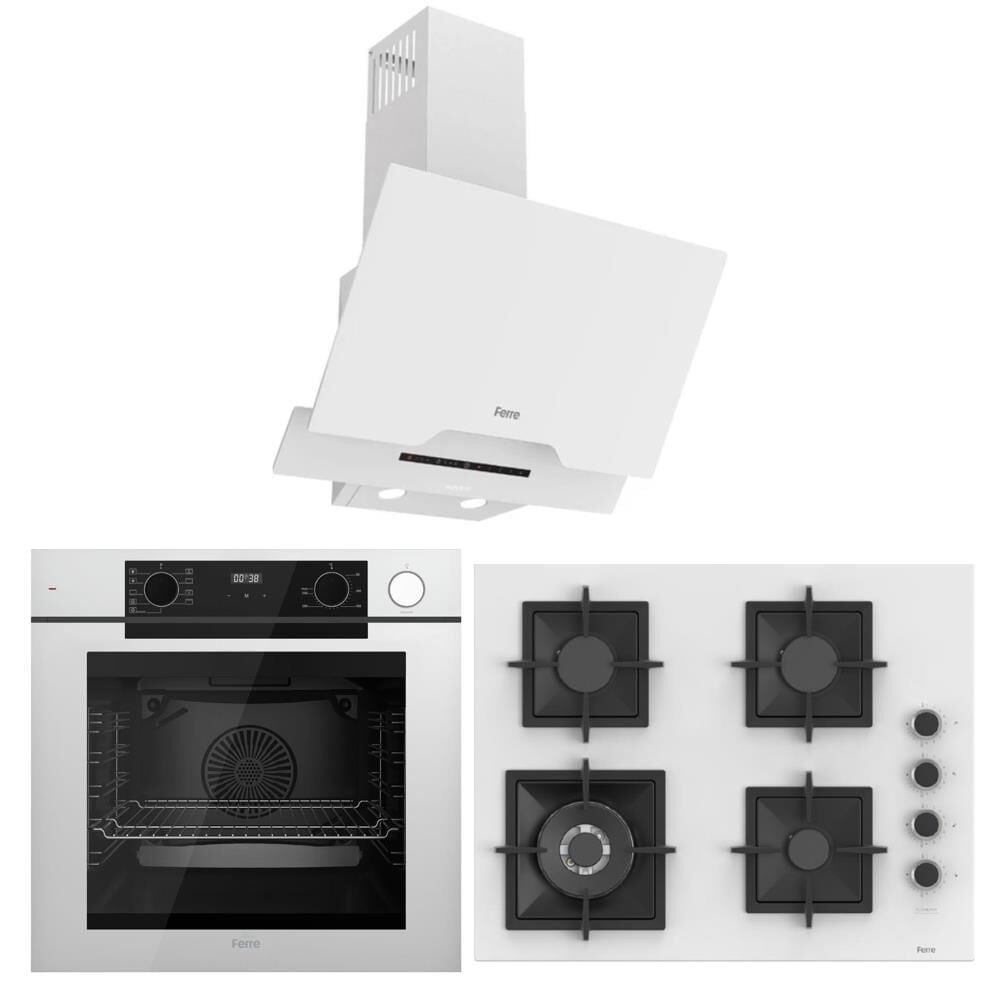 Ferre Beyaz Ankastre Set (D064 SA  - SC406 WFA - QEP64CB Fryart Steam & Airfry )