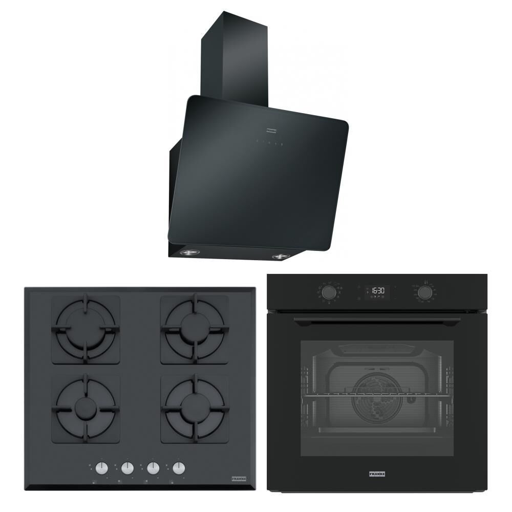 Franke Siyah Airfry Ankastre Set (FMA 97 P AS TBK - Franke FHNS 604 4G BK C - Franke FPJ 615 V BK A / 600)