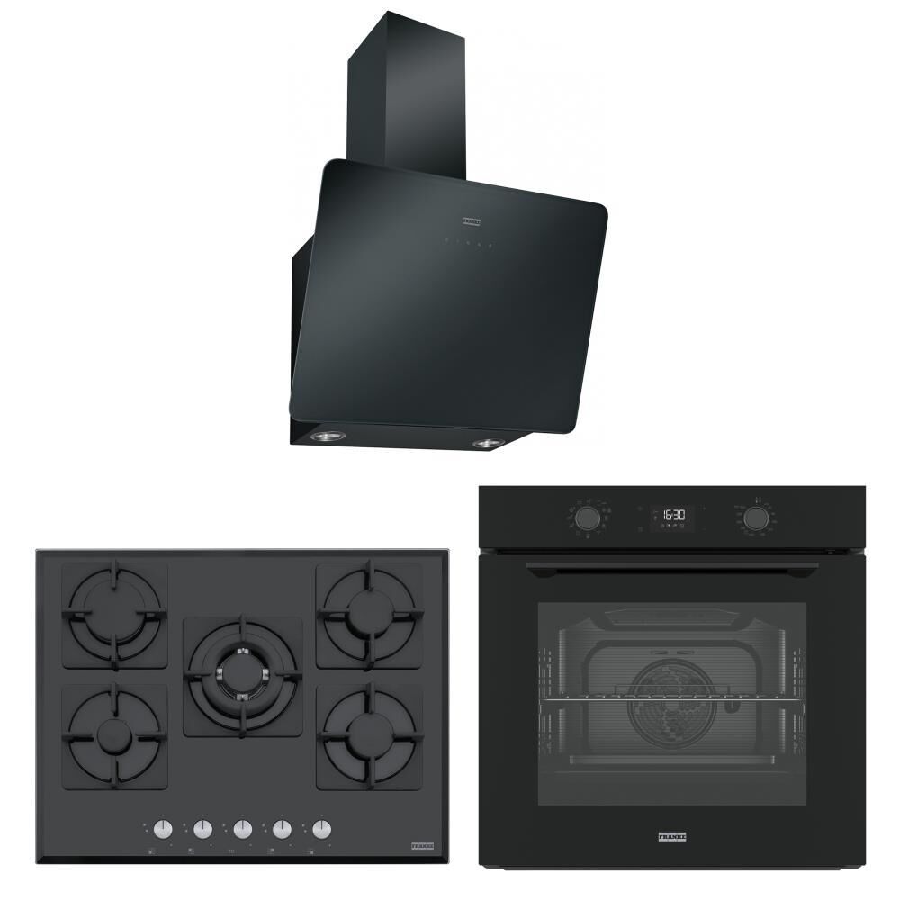 Franke Siyah Airfry Ankastre Set (FMA 97 P AS TBK - Franke FHNS 705 4G TC BK C - Franke FPJ 615 V BK A / 600)