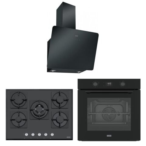 Franke Siyah Airfry Ankastre Set (FMA 97 P AS TBK - Franke FHNS 705 4G TC BK C - Franke FPJ 615 V BK A / 600)
