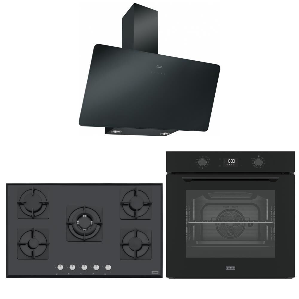 Franke Siyah Airfry Ankastre Set (FMA 97 P AS TBK - Franke FHNS 905 4G TC BK C - Franke FPJ 915 V BK A / 900)