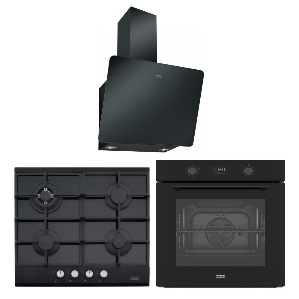 Franke Siyah Airfry Ankastre Set (FMA 97 P AS TBK - Franke FHNG 604 4G TC BK C - Franke FPJ 615 V BK A / 600)