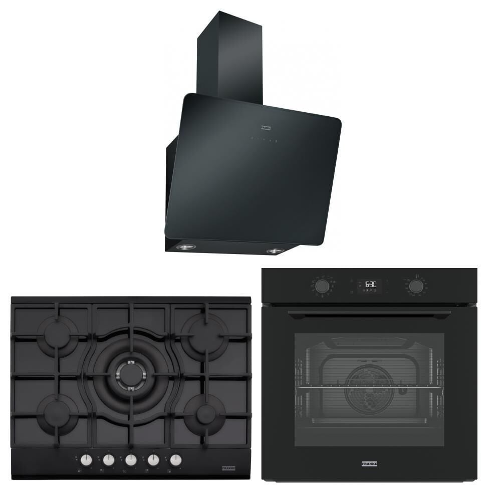 Franke Siyah Airfry Ankastre Set (FMA 97 P AS TBK - Franke FHNG 705 4G TC BK C - Franke FPJ 615 V BK A / 600)