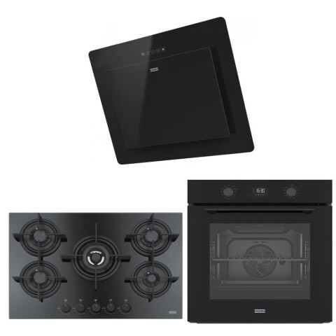 Franke Siyah Airfry Ankastre Set (FMA 97 P AS TBK - Franke FHCR 755 4G HE BK C - Franke FNO 605 BK)