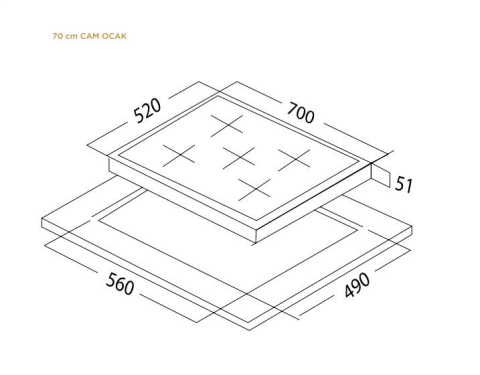 UKİNOX ARES 70 SİYAH ANKASTRE OCAK (5 GÖZLÜ, WOK GÖZLÜ)