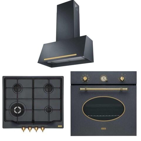 Franke Antrasit Ankastre Set ( FCL 70 GF Davlumbaz - FHCL 604 -3G GF Ocak - Cl 85 M GF Fırın )