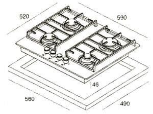 Dominox DHG 604 4g Wh S C Beyaz Ankastre Ocak (Döküm)