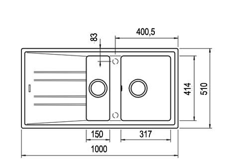 Teka Stone 60 B-TG 1½B 1D Beyaz Granit Evye