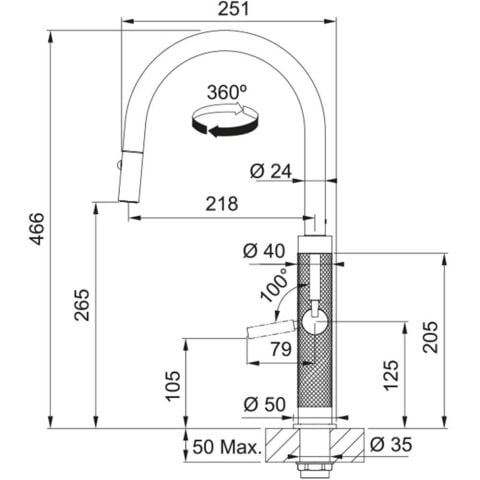 Franke MYTHOS MASTERPİECE Antrasit Spiralli Batarya