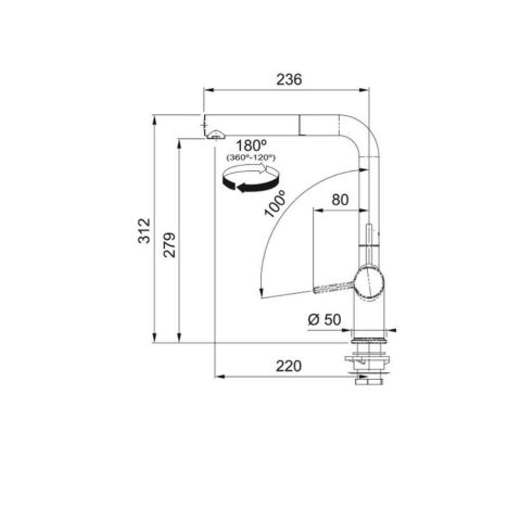 Franke URBAN UBG 610-56 Slate Grey Granit Evye Active Plus Doccia 2.0 Batarya Set