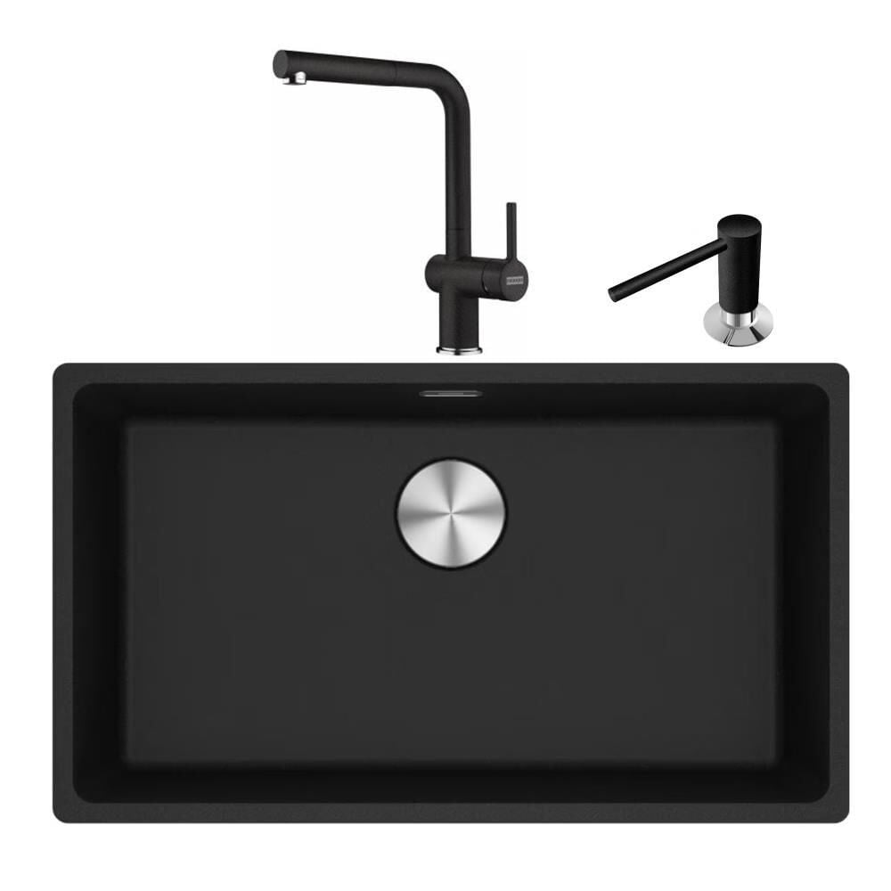 Franke Maris Mrg 210/110-72 Nero Granit Eviye + Active Plus Doccia 2.0 Armatür + Comfort Sıvı Sabunluk Üçlü Set Nero