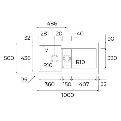 Teka CLİVO 60 B TQ 1/2 B 1D 1,5 Gözlü ONYX BLACK Granit Evye