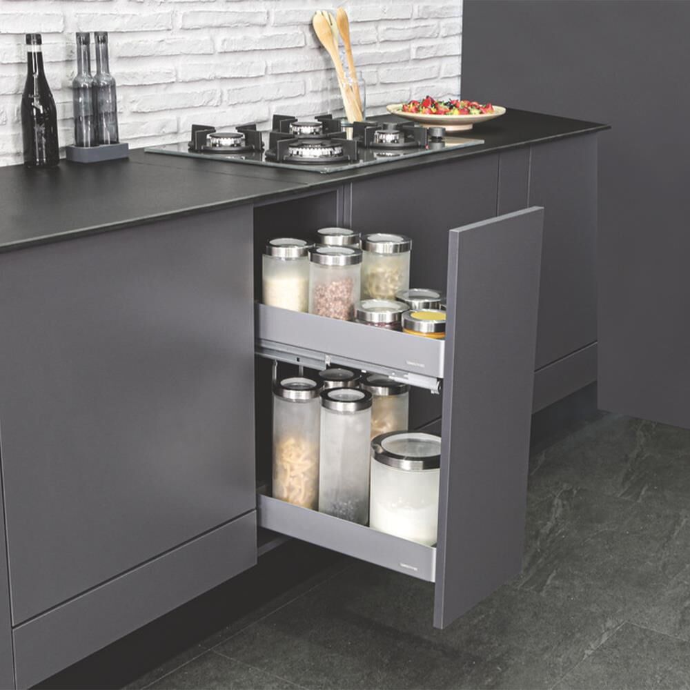 Hafele K-LINE 20 Tezgah Altı Kiler Sistemi (Şişelik) Gümüş Gri