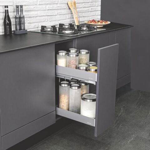 Hafele K-LINE 30 Tezgah Altı Kiler Sistemi (Şişelik) Gümüş Gri