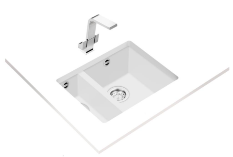 Teka Square 560 TG Tezgah Altı Beyaz Granit Evye