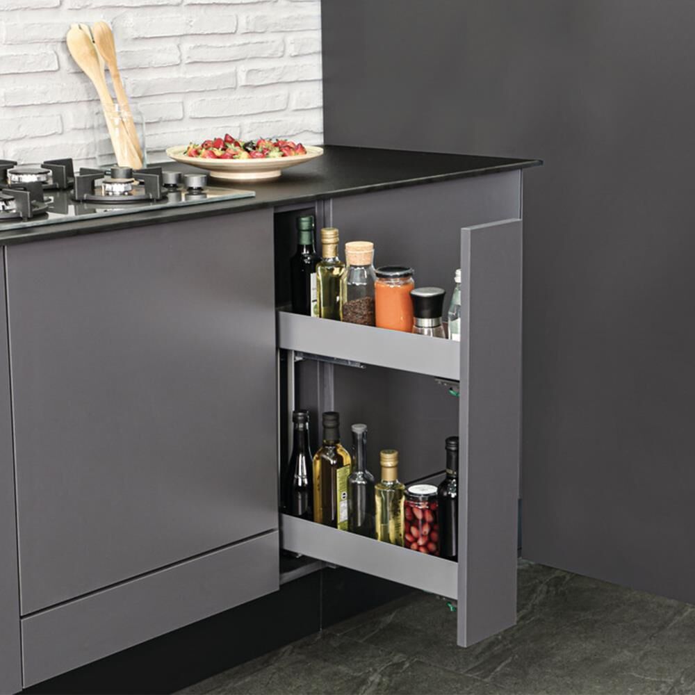 Hafele K-LINE 15 Tezgah Altı Kiler Sistemi (Şişelik) Gümüş Gri