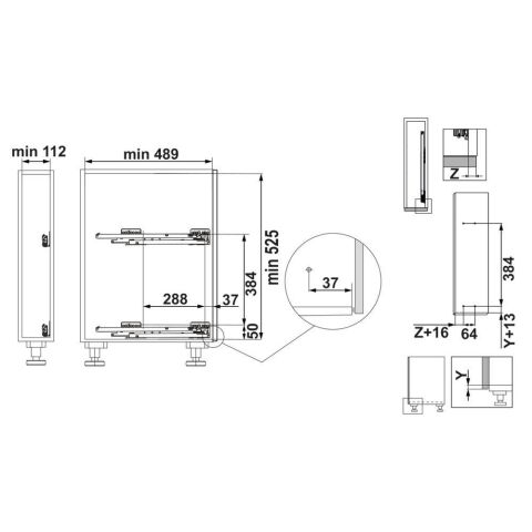 Hafele K-LINE 15 Tezgah Altı Kiler Sistemi (Şişelik) Gümüş Gri