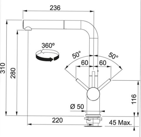 Franke URBAN UBG 610-56 Bianco Granit Evye Active Plus Doccia 2.0 Batarya Set