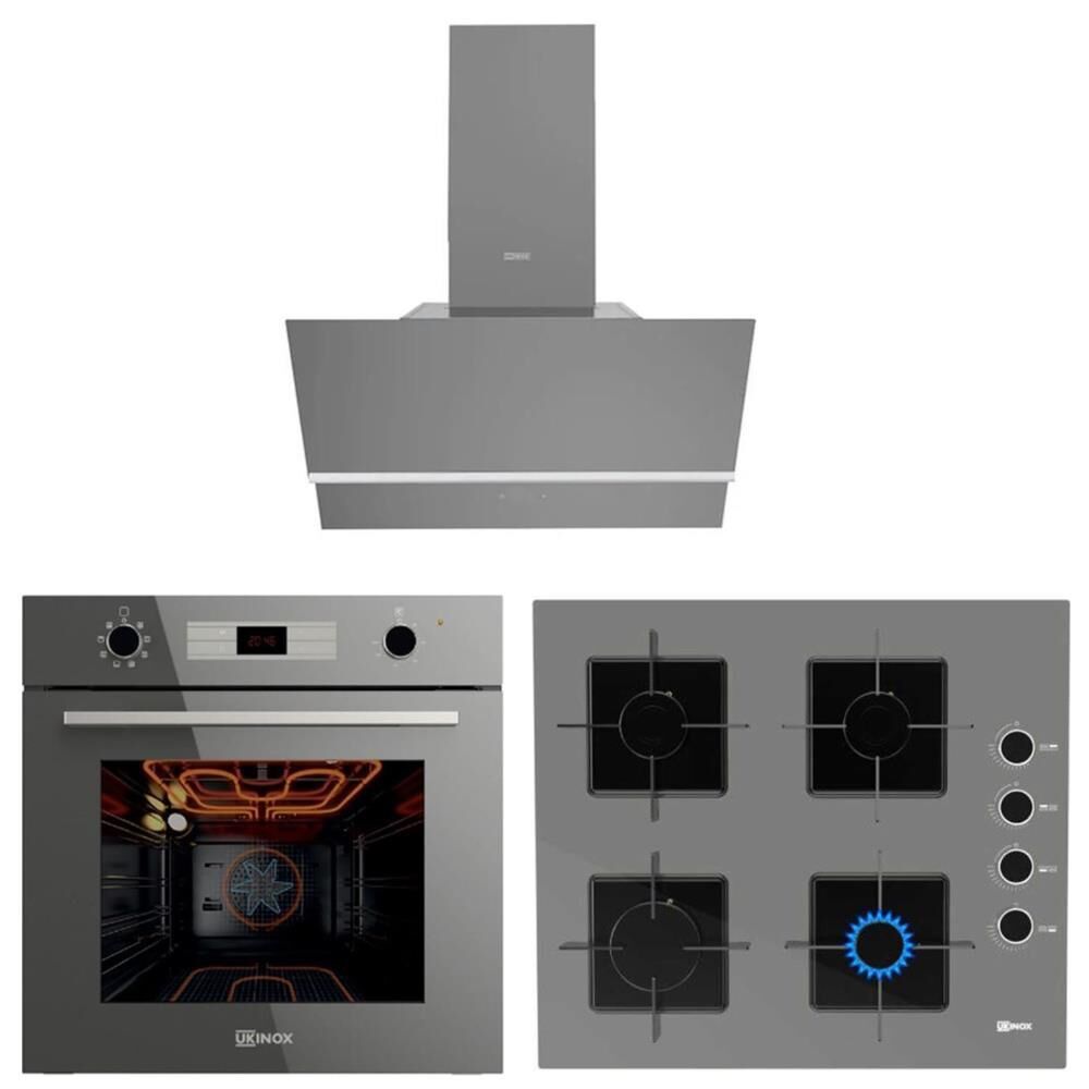 Ukınox Gri Smart Set  (Fairy 60 Gri Davlumbaz-Ares 60 Gri Ocak-Smart 8801 Gri Fırın)
