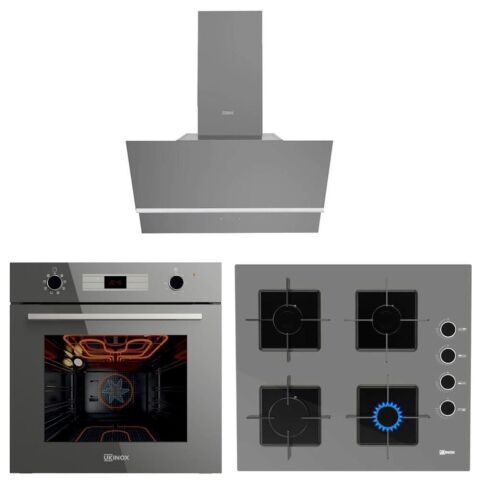Ukınox Gri Smart Set  (Fairy 60 Gri Davlumbaz-Ares 60 Gri Ocak-Smart 8801 Gri Fırın)
