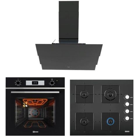 Ukınox Smart Siyah Set (Amiral 60 Siyah Davlumbaz-Ares 60 Siyah Ocak-Smart 8801 Siyah Fırın)