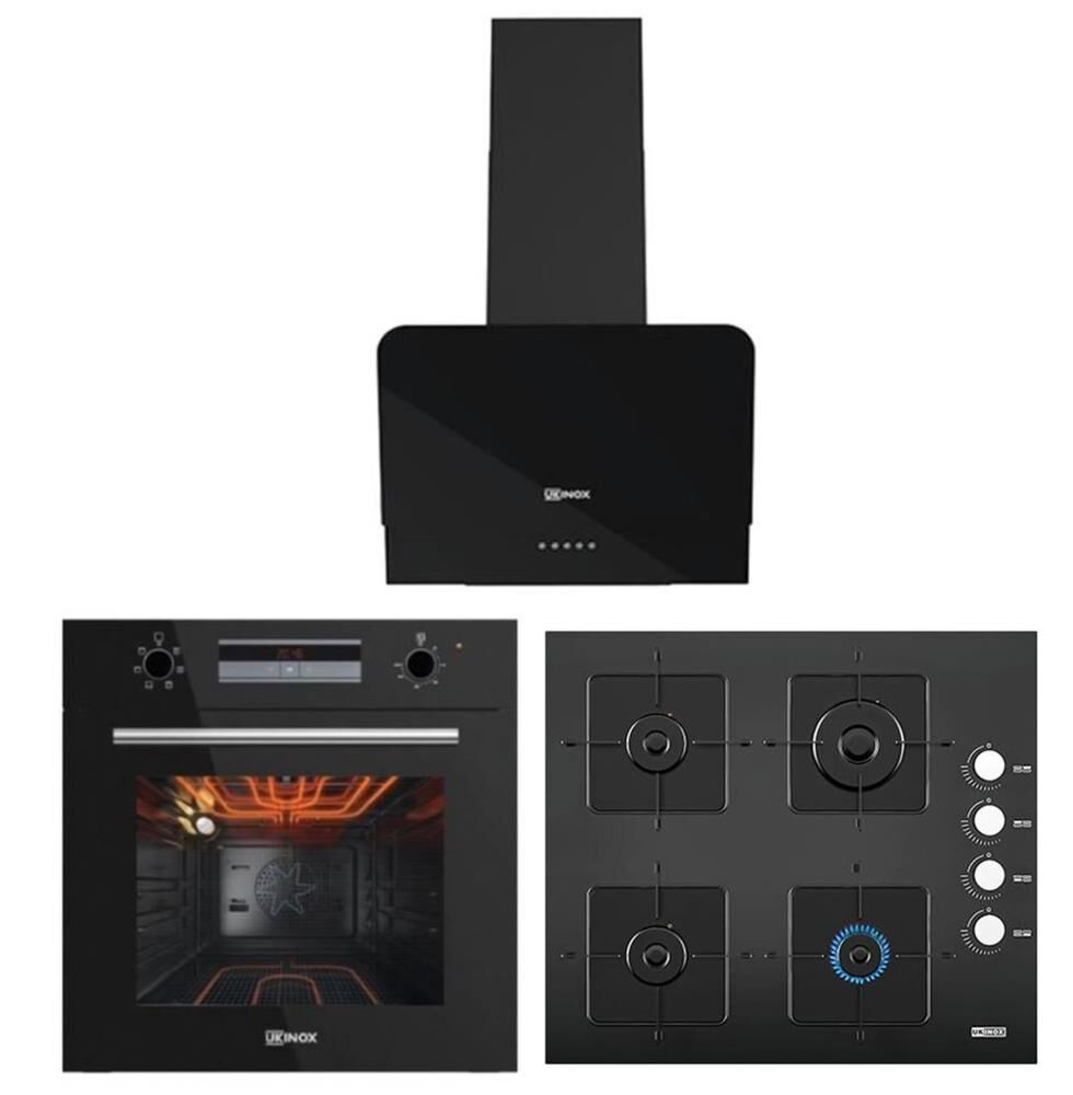 Ukınox Smart Siyah Set (Olive 60 Davlumbaz-Ares 60 Ocak-Smart 7801 Fırın)