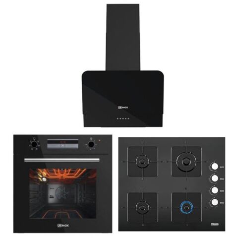 Ukınox Smart Siyah Set (Olive 60 Davlumbaz-Ares 60 Ocak-Smart 7801 Fırın)
