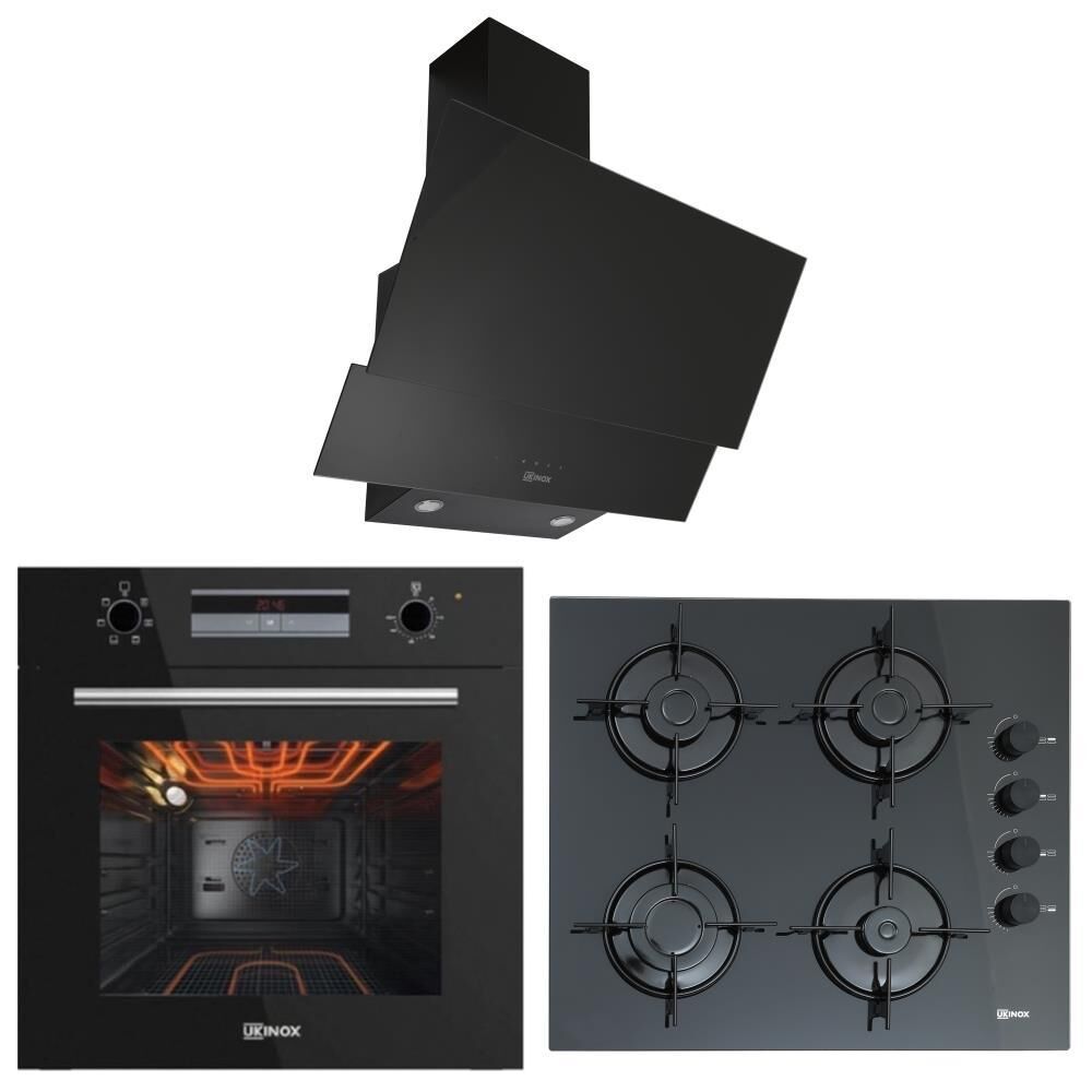 Ukinox Siyah Ankastre Set ( Dolce 60 Davlumbaz- Carlo 60 Ocak- Smart 7801 Fırın)