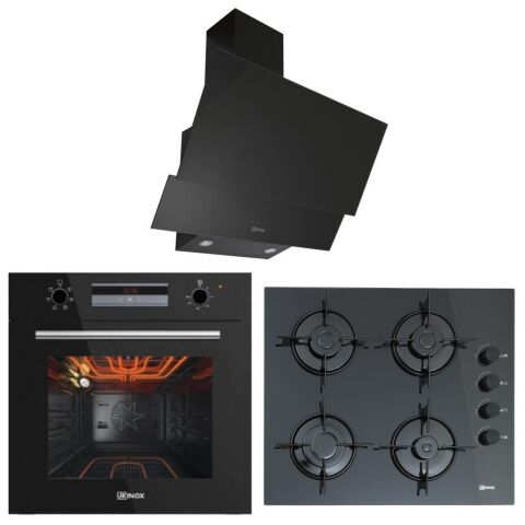 Ukinox Siyah Ankastre Set ( Dolce 60 Davlumbaz- Carlo 60 Ocak- Smart 7801 Fırın)