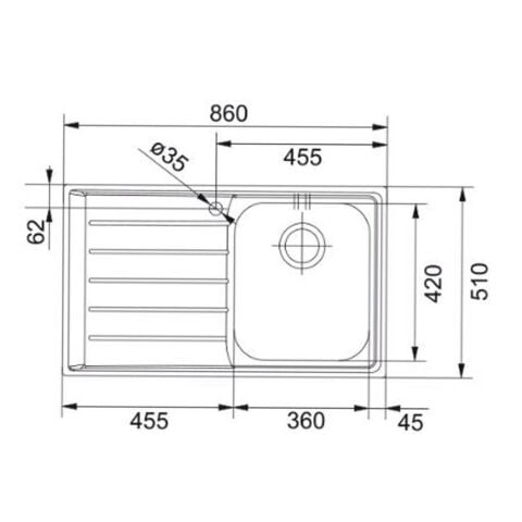 Franke Neptün NET 611 Mikroketen Sağ damlalıklı Çelik Evye
