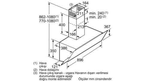 Siemens LC95KA670T Duvar Tipi Siyah 90 Cm. Ankastre Davlumbaz