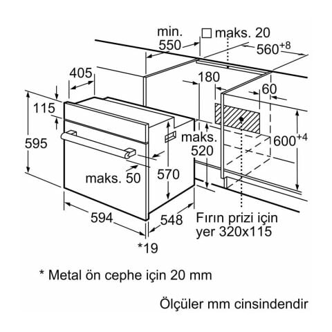 Siemens HB214FBW0T 66 Lt Beyaz Ankastre Fırın