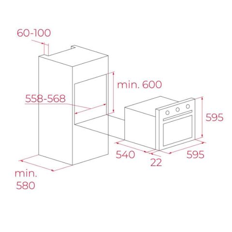 Teka Siyah İndüksiyonlu Ankastre Set (ATV 60 Davlumbaz - İKNOB IT 6450 İndüksiyonlu Ocak - HAK 625 BK Fırın)