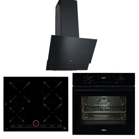 Teka Siyah İndüksiyonlu Ankastre Set (ATV 60 Davlumbaz - İKNOB IT 6450 İndüksiyonlu Ocak - HAK 625 BK Fırın)