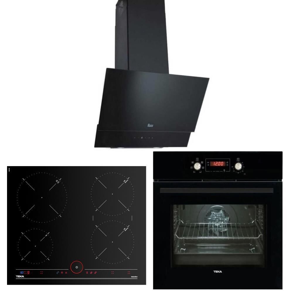 Teka Siyah İndüksiyonlu Ankastre Set (ATV 60 Davlumbaz - İKNOB IT 6450 İndüksiyonlu Ocak - HAK 625 BK Fırın)