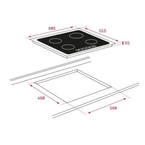 Teka Siyah İndüksiyonlu Ankastre Set ( TVT 60 Davlumbaz - İKNOB IT 6450 İndüksiyon Ocak- HLB 840 SS Fırın)