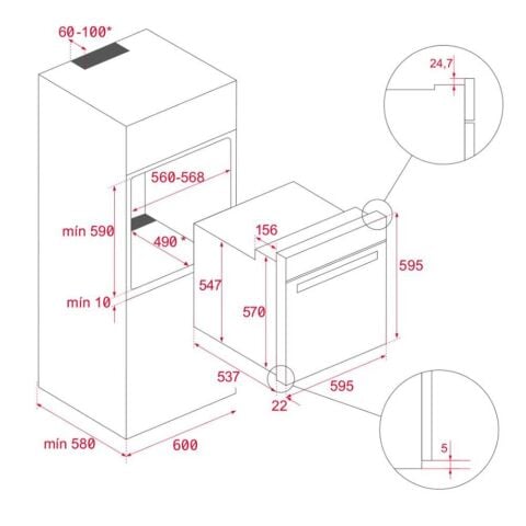 Teka Siyah İndüksiyonlu Ankastre Set ( TVT 60 Davlumbaz - İKNOB IT 6450 İndüksiyon Ocak- HLB 840 SS Fırın)