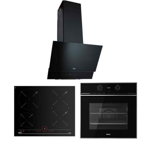 Teka Siyah İndüksiyonlu Ankastre Set ( TVT 60 Davlumbaz - İKNOB IT 6450 İndüksiyon Ocak- HLB 840 SS Fırın)