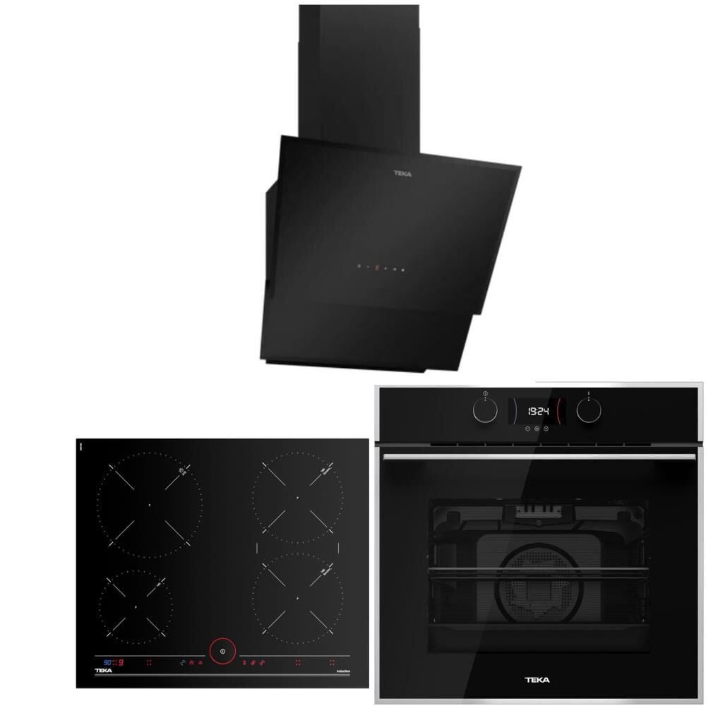 Teka Siyah İndüksiyonlu Ankastre Set ( TVT 60 Davlumbaz - İKNOB IT 6450 İndüksiyon Ocak- HLB 840 SS Fırın)